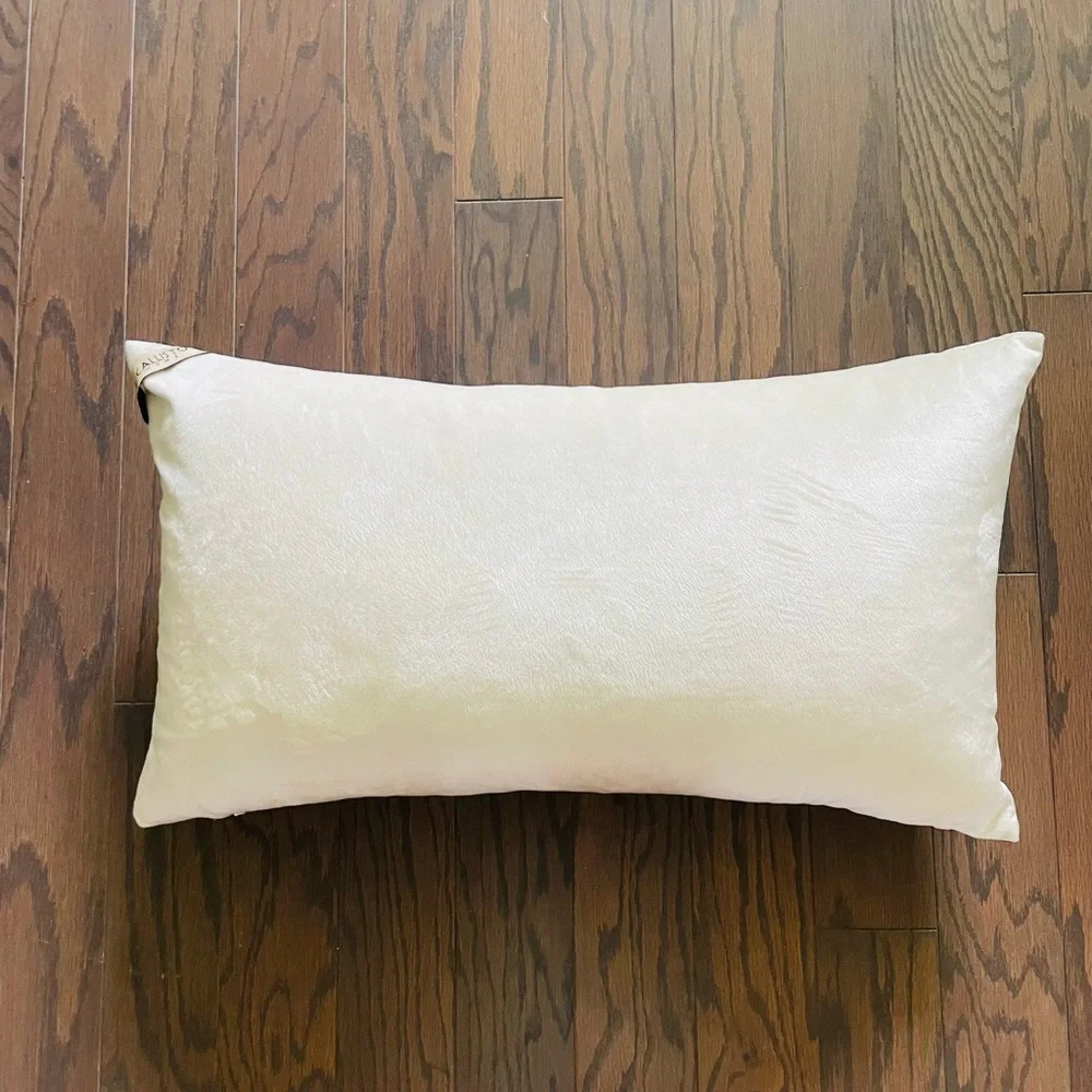 CALLISTO HOME Metallic Silver Foil Blue Velvet Lumbar Throw Pillow 14 x 23” New